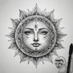 Tattoo sketch sun with a face, tattoo drawing… – tattoo sketch (№1757896486_0, 15.09.2025 00:34) — tattoovalue.net