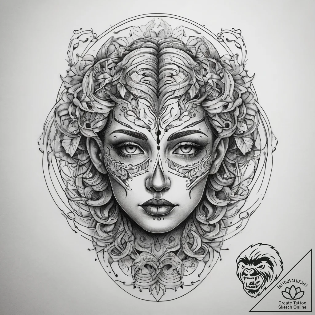 Tattoo sketch brain, tattoo line art, black a... - tattoo sketch (№1757897864_0, 15.09.2025 00:57) — tattoovalue.net
