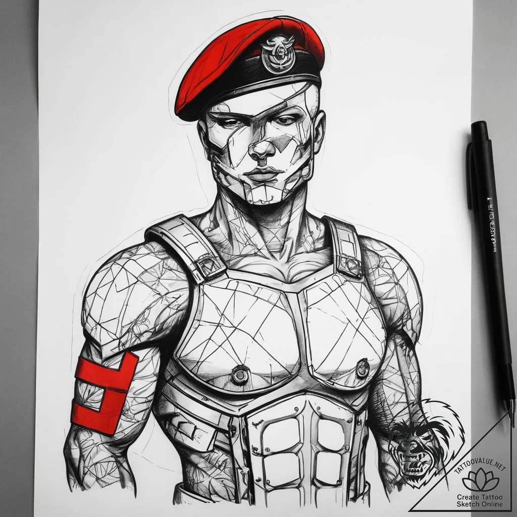 Tattoo sketch soldier with a pen, tattoo draw... - tattoo sketch (№1757898059_0, 15.09.2025 01:00) — tattoovalue.net