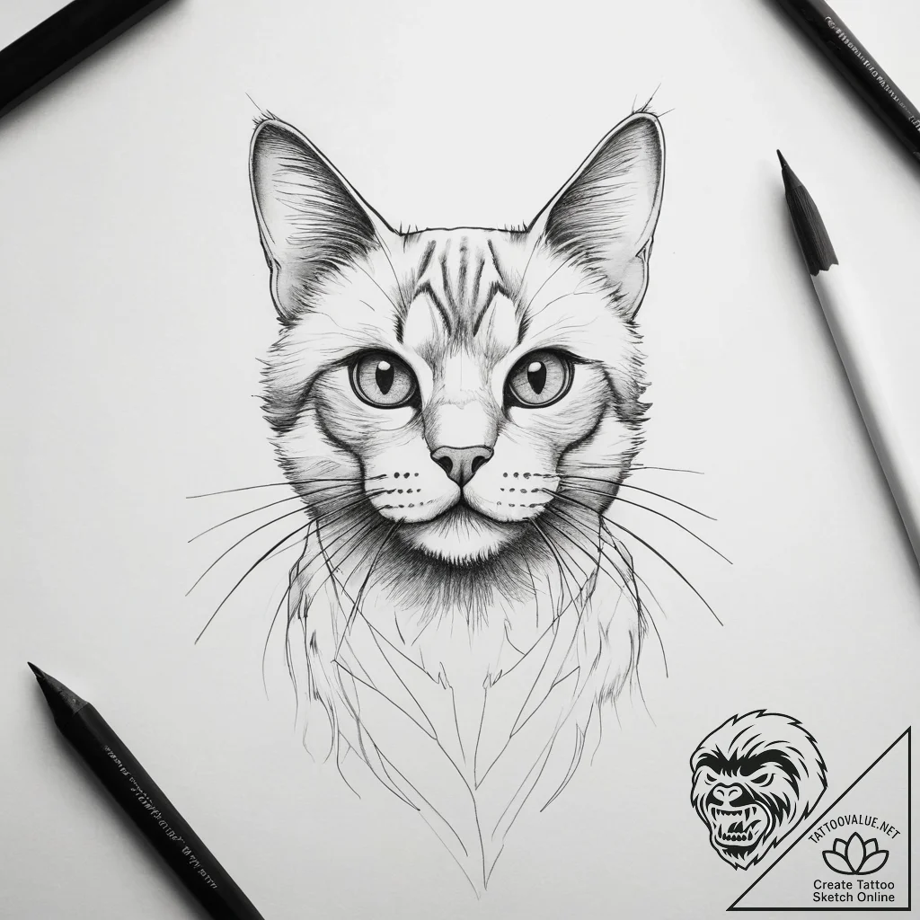Tattoo sketch domovoy with a cat, tattoo line... - tattoo sketch (№1757898254_0, 15.09.2025 01:04) — tattoovalue.net
