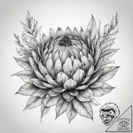 Tattoo sketch protea, ink illustration for ta… – tattoo sketch (№1757898855_0, 15.09.2025 01:14) — tattoovalue.net