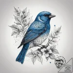 Tattoo sketch indigo bunting, ink illustratio… – tattoo sketch (№1757899052_0, 15.09.2025 01:17) — tattoovalue.net