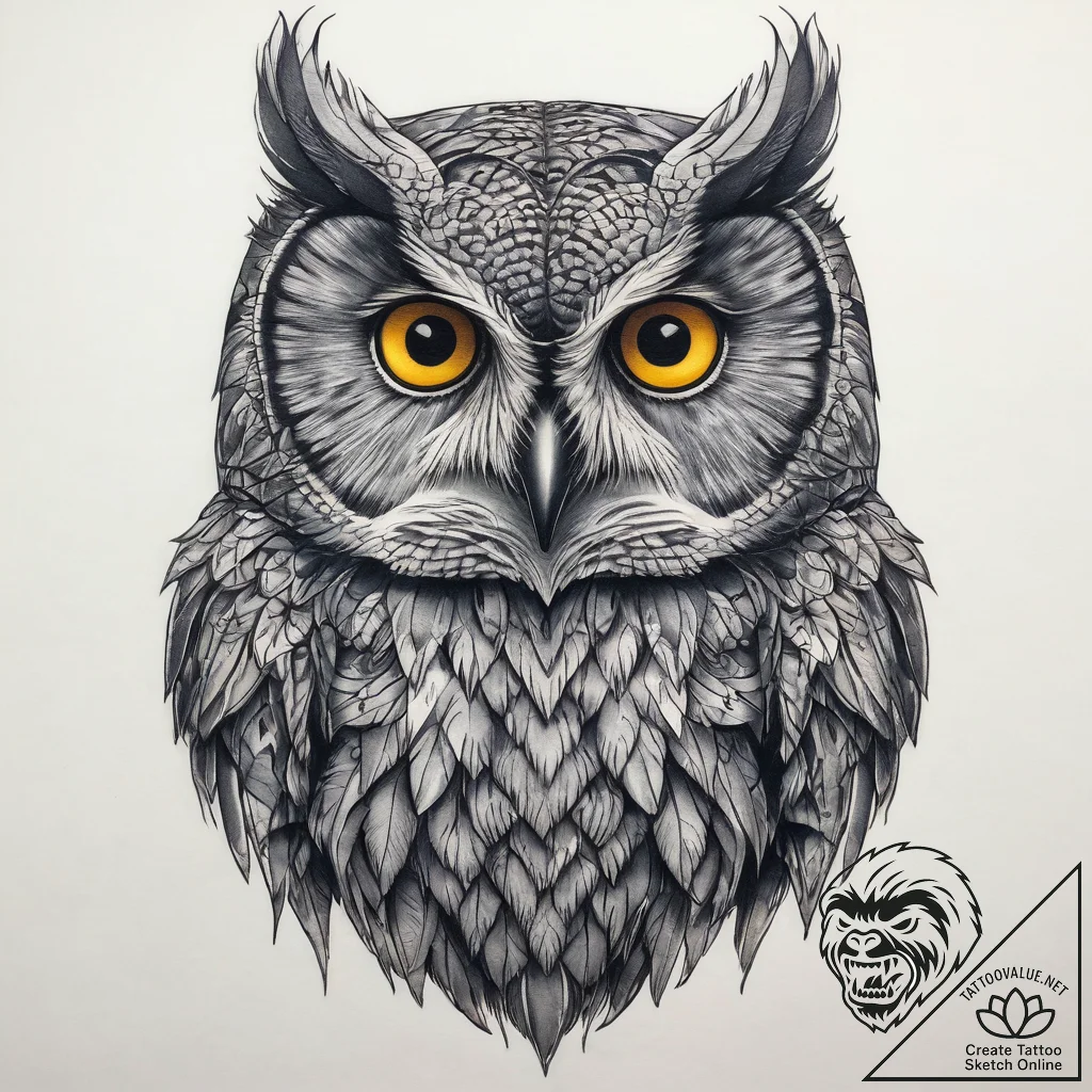 Tattoo sketch great gray owl, tattoo sketch d... - tattoo sketch (№1757900241_0, 15.09.2025 01:37) — tattoovalue.net