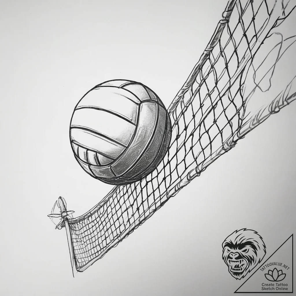 Tattoo sketch volleyball over a net, tattoo d... - tattoo sketch (№1757901233_0, 15.09.2025 01:53) — tattoovalue.net