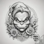 Tattoo sketch the grinch with a hair, tattoo… – tattoo sketch (№1757902023_0, 15.09.2025 02:07) — tattoovalue.net