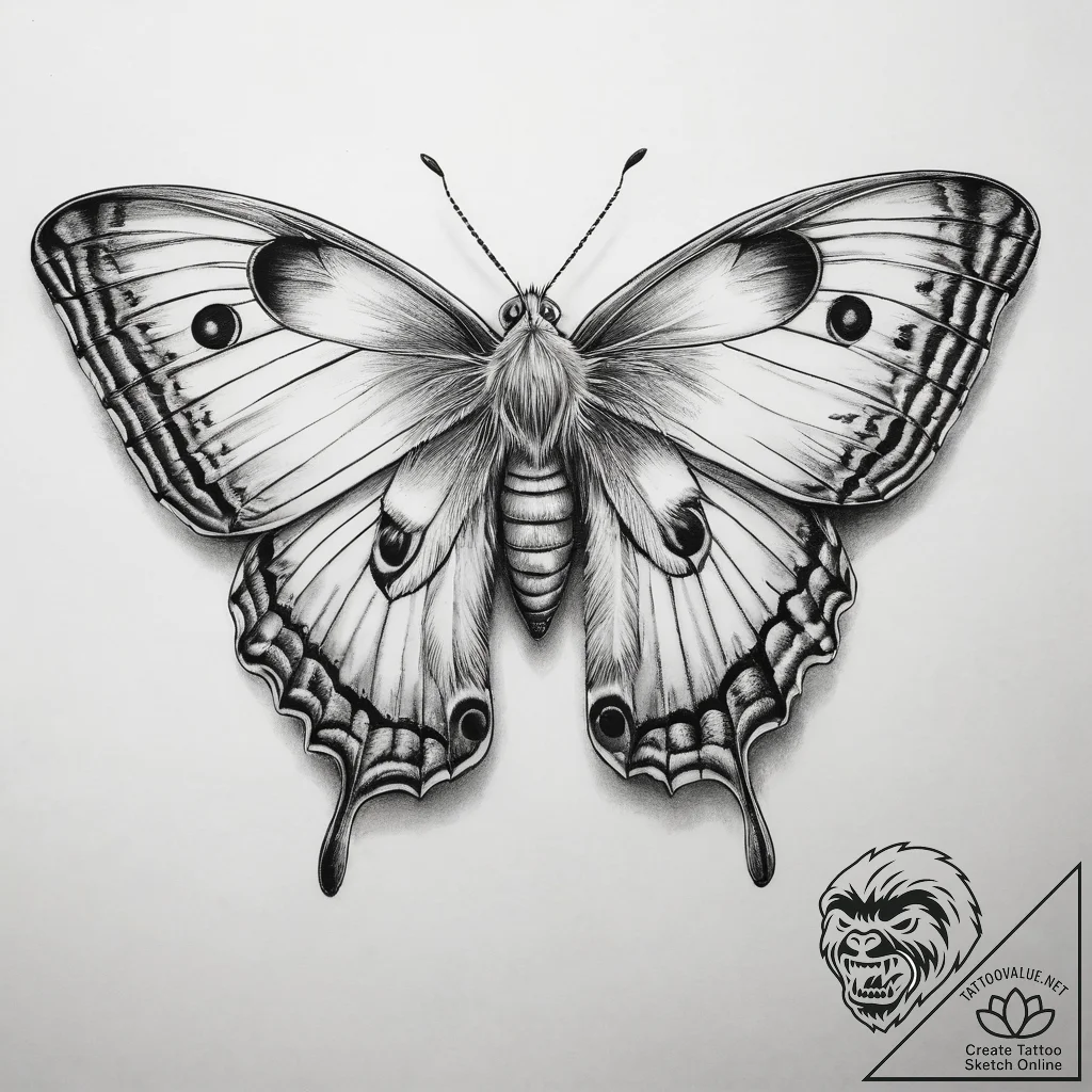 Tattoo sketch silk moth, tattoo line art, bla... - tattoo sketch (№1757902617_0, 15.09.2025 02:16) — tattoovalue.net