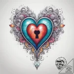 Tattoo sketch heart with a keyhole, ink illus… – tattoo sketch (№1757903200_0, 15.09.2025 02:26) — tattoovalue.net