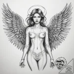 Tattoo sketch падший ангел, ink illustration… – tattoo sketch (№1757904774_0, 15.09.2025 02:52) — tattoovalue.net