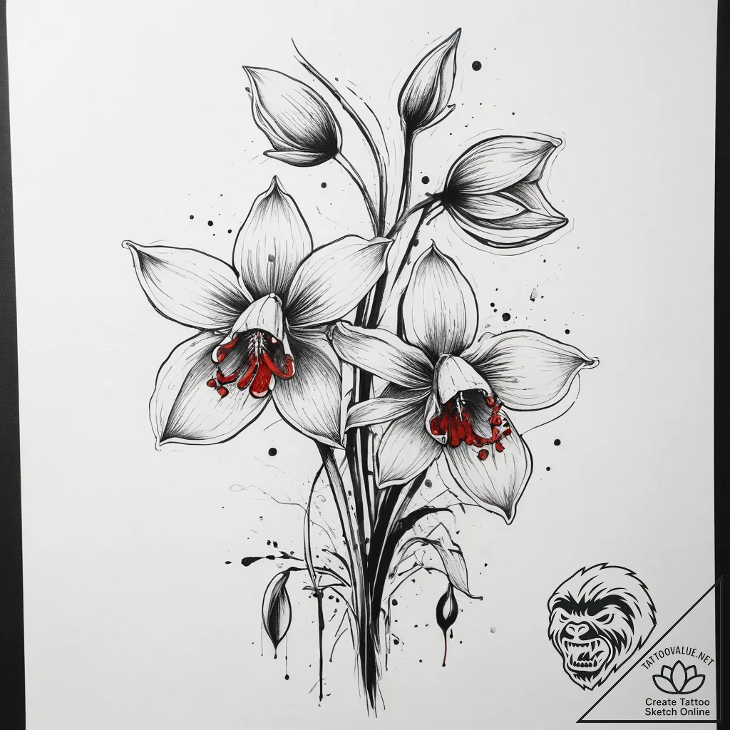 Tattoo sketch snowdrop flower, tattoo sketch... - tattoo sketch (№1757905162_0, 15.09.2025 02:59) — tattoovalue.net