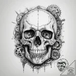 Tattoo sketch череп с механическими деталями – tattoo sketch (№1757908335_0, 15.09.2025 03:52) — tattoovalue.net