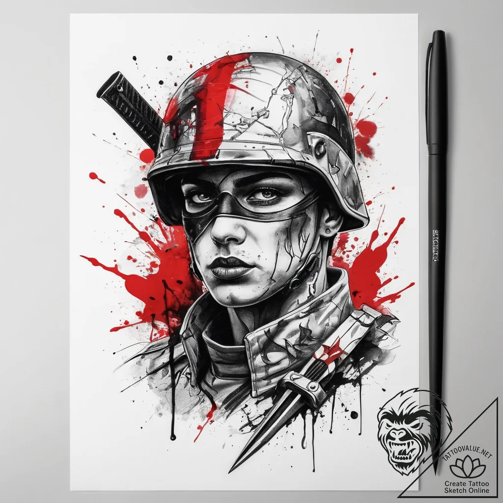 Tattoo sketch soldier with a scissors, tattoo... - tattoo sketch (№1757910116_0, 15.09.2025 04:21) — tattoovalue.net