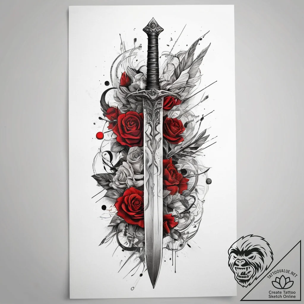 Tattoo sketch sword, tattoo flash sheet desig... - tattoo sketch (№1757910514_0, 15.09.2025 04:28) — tattoovalue.net