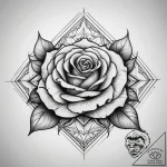 Tattoo sketch rose in a geometric shape, tatt… – tattoo sketch (№1757910712_0, 15.09.2025 04:31) — tattoovalue.net