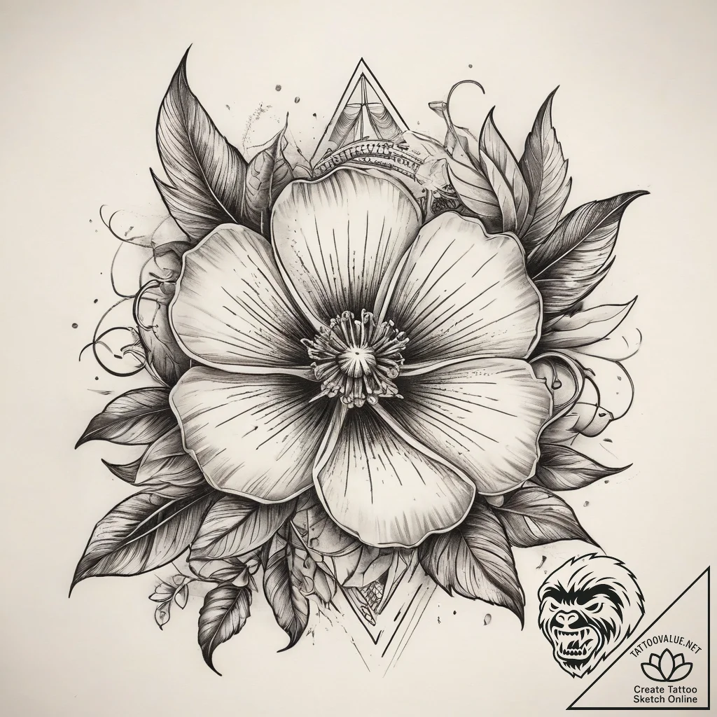 Tattoo sketch wedges with a flower, tattoo li... - tattoo sketch (№1757911101_0, 15.09.2025 04:38) — tattoovalue.net