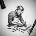 Tattoo sketch welder welding torch – tattoo sketch (№1757911497_0, 15.09.2025 04:44) — tattoovalue.net