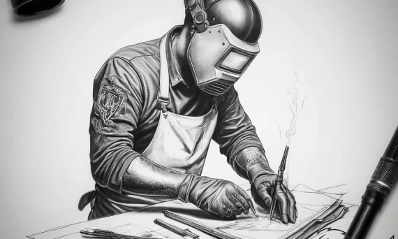 Tattoo sketch welder welding torch - tattoo sketch (№1757911497_0, 15.09.2025 04:44) — tattoovalue.net