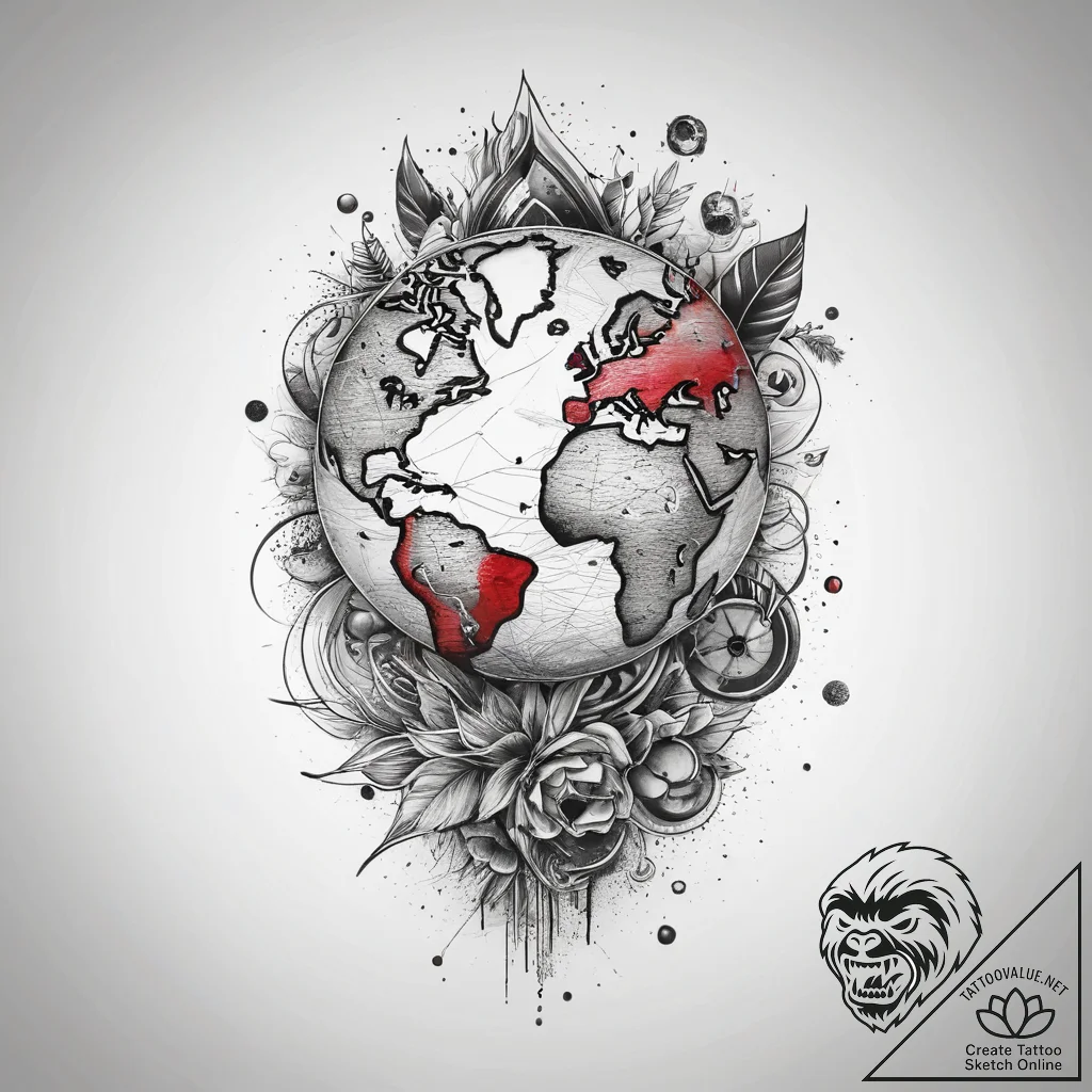 Tattoo sketch earth, tattoo drawing outline,... - tattoo sketch (№1757912280_0, 15.09.2025 04:58) — tattoovalue.net