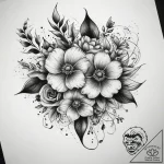Tattoo sketch train with a flower, tattoo fla… – tattoo sketch (№1757912483_0, 15.09.2025 05:01) — tattoovalue.net