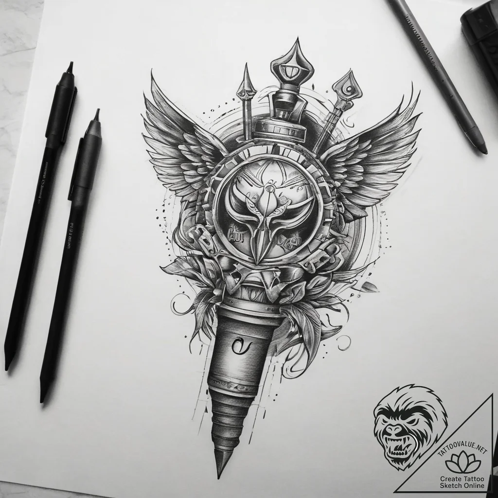 Tattoo sketch coach whistle and clipboard, ta... - tattoo sketch (№1757912681_0, 15.09.2025 05:04) — tattoovalue.net