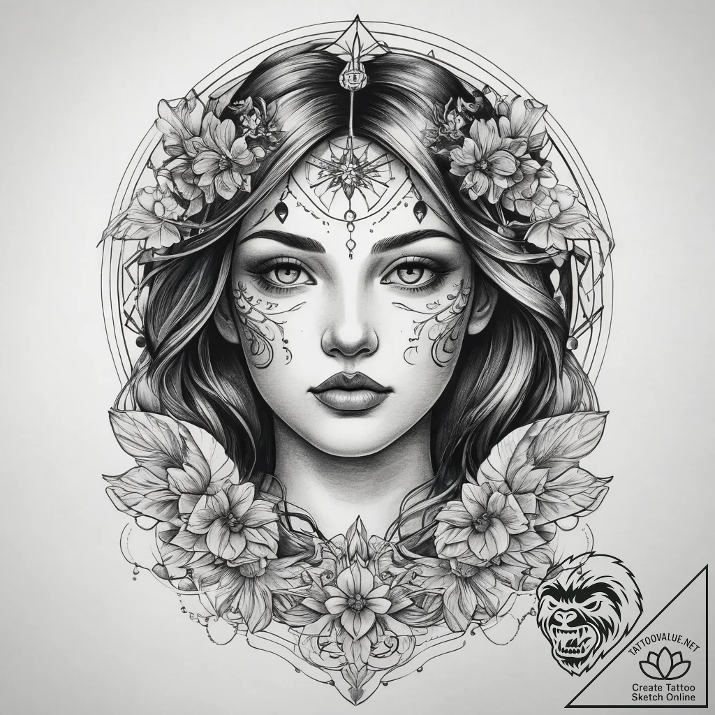 Tattoo sketch cosmic life, tattoo sketch desi... - tattoo sketch (№1757914056_0, 15.09.2025 05:27) — tattoovalue.net