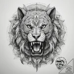 Tattoo sketch holy beast, concept art for tat… – tattoo sketch (№1757914646_0, 15.09.2025 05:37) — tattoovalue.net