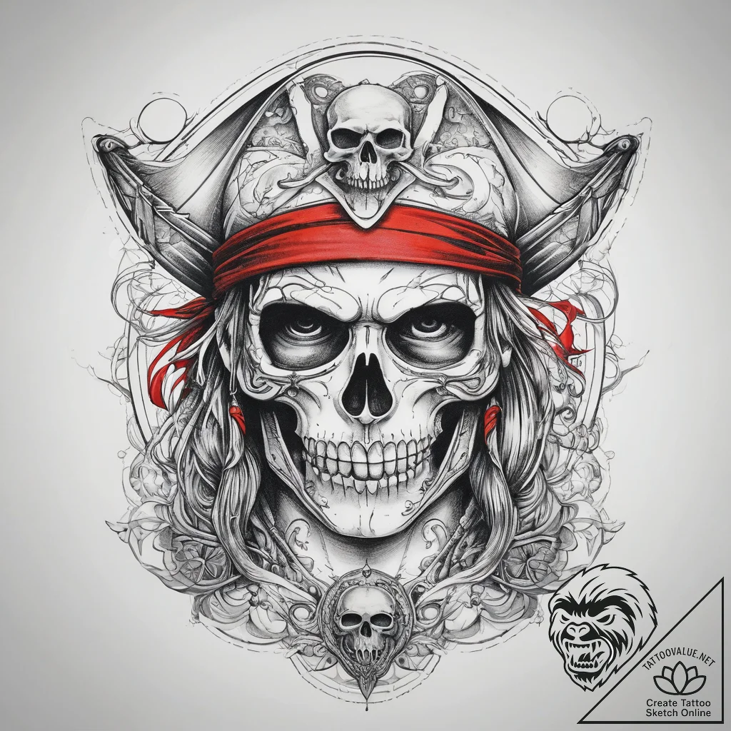Tattoo sketch пират, tattoo line art, bold ou... - tattoo sketch (№1757914840_0, 15.09.2025 05:40) — tattoovalue.net