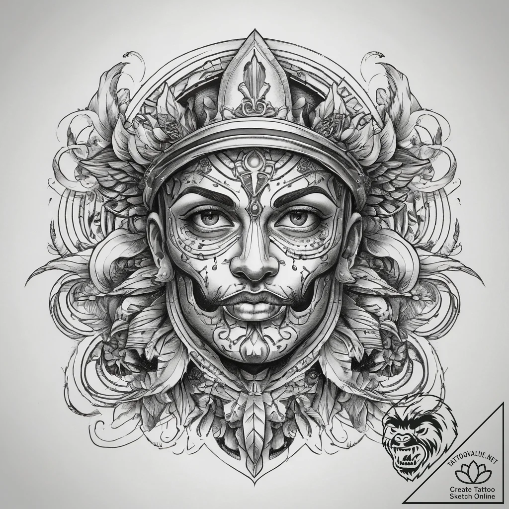 Tattoo sketch divine representation, ink illu... - tattoo sketch (№1757915227_0, 15.09.2025 05:47) — tattoovalue.net