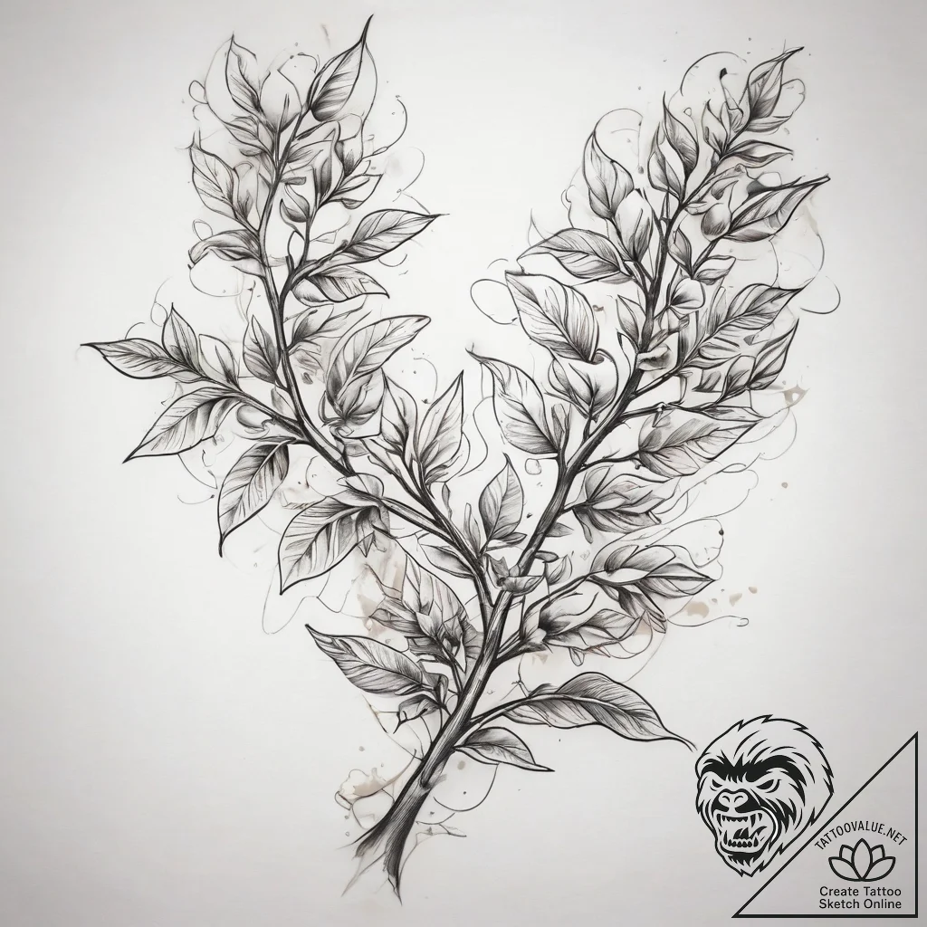 Tattoo sketch cotton branch, tattoo drawing o... - tattoo sketch (№1757915420_0, 15.09.2025 05:50) — tattoovalue.net