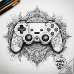 Tattoo sketch gaming controller with a skull,… – tattoo sketch (№1757915813_0, 15.09.2025 05:56) — tattoovalue.net
