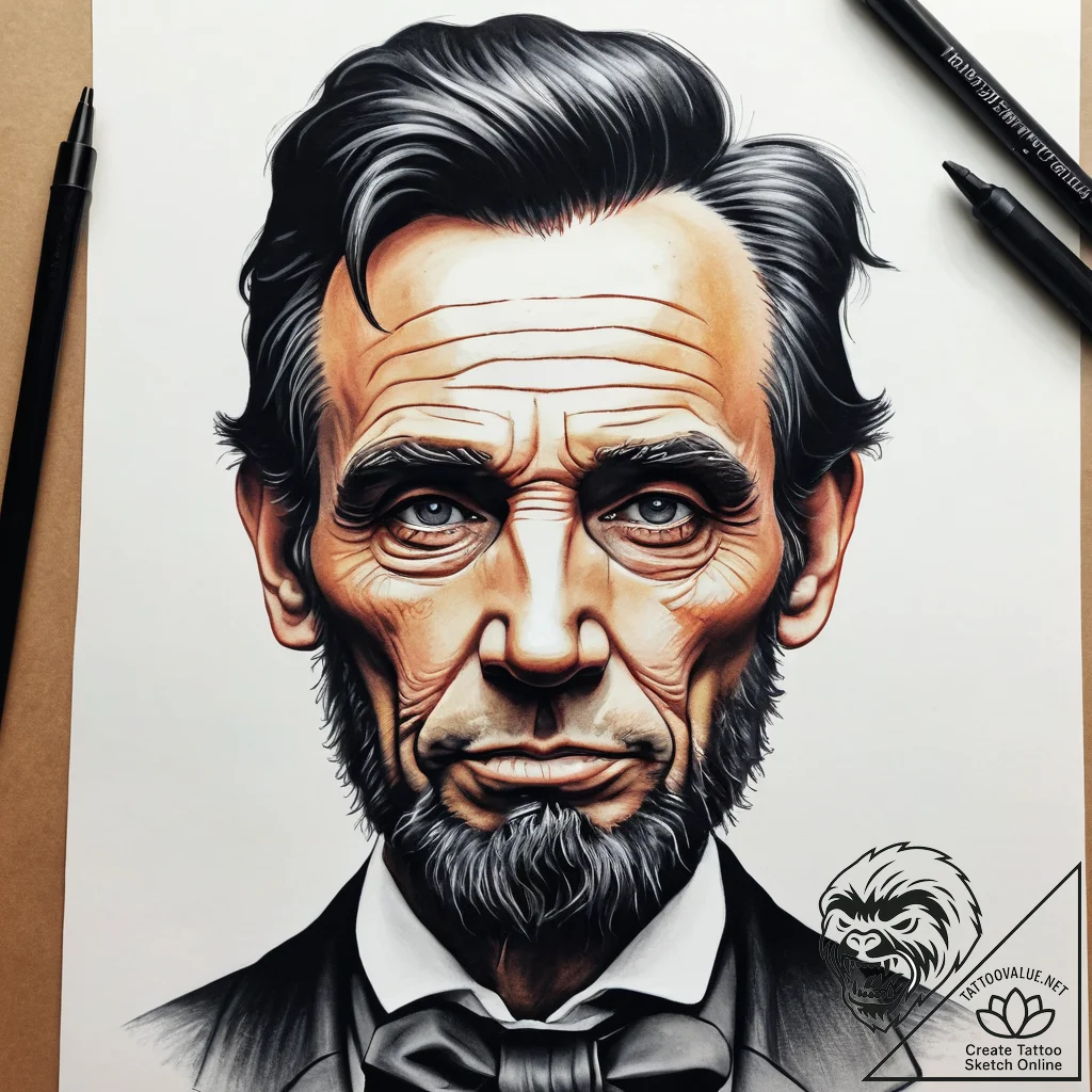 Tattoo sketch abraham lincoln portrait, tatto... - tattoo sketch (№1757919587_0, 15.09.2025 06:59) — tattoovalue.net