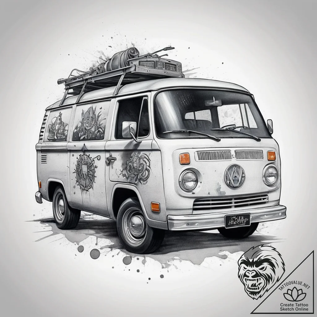 Tattoo sketch scooby-doo and the mystery mach... - tattoo sketch (№1757919984_0, 15.09.2025 07:06) — tattoovalue.net