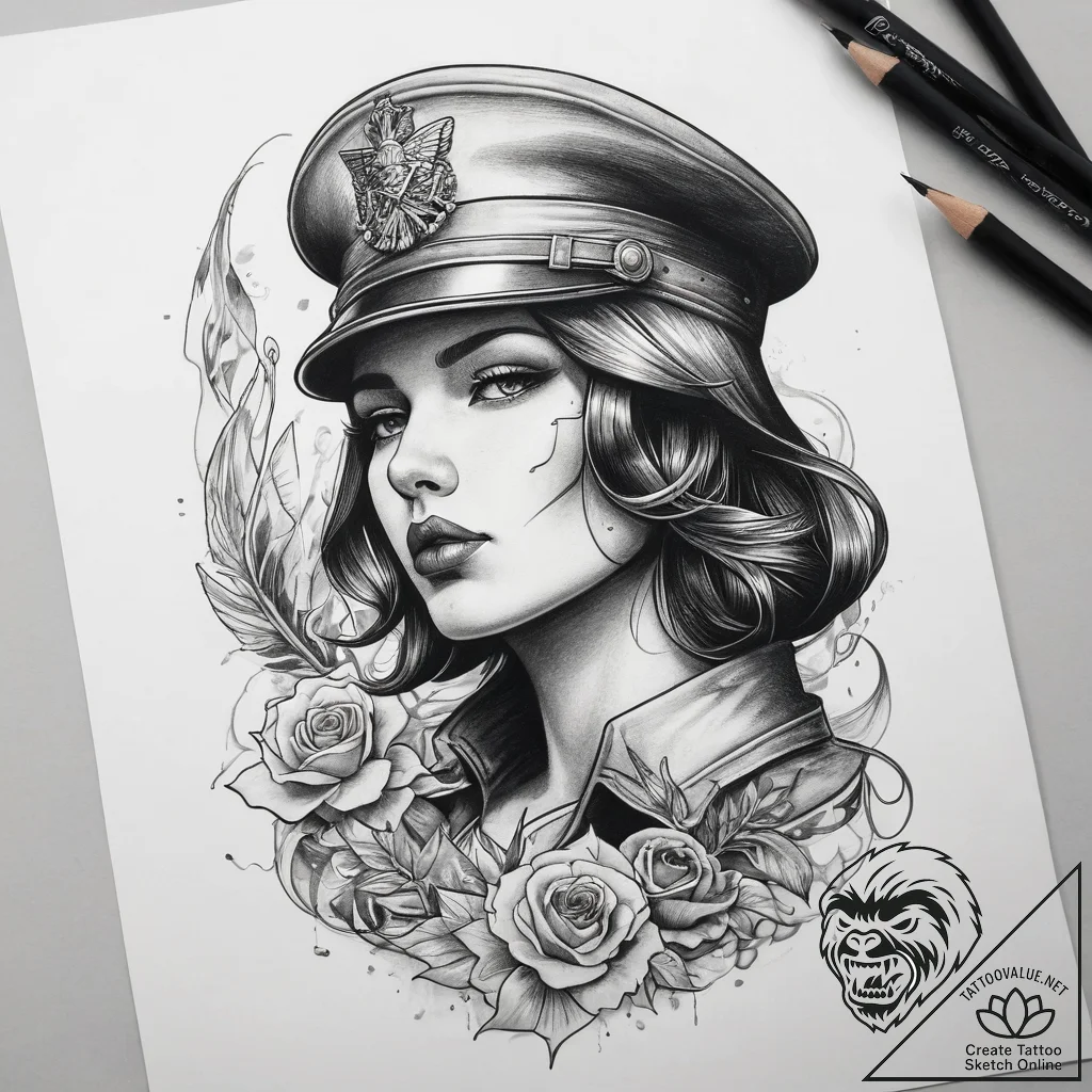 Tattoo sketch soldier with a letter, ink illu... - tattoo sketch (№1757920180_0, 15.09.2025 07:09) — tattoovalue.net