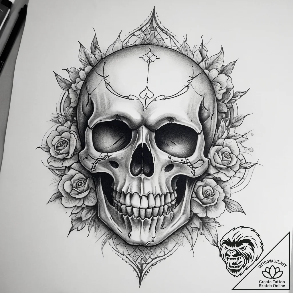 Tattoo sketch skull tattoo, ink illustration... - tattoo sketch (№1757920955_0, 15.09.2025 07:22) — tattoovalue.net