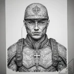 Tattoo sketch soldier with a heretic, tattoo… – tattoo sketch (№1757922319_0, 15.09.2025 07:45) — tattoovalue.net