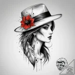 Tattoo sketch fedora with a feather, concept… – tattoo sketch (№1757924355_0, 15.09.2025 08:19) — tattoovalue.net
