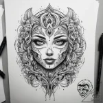 Tattoo sketch mirror, tattoo line art, on a c… – tattoo sketch (№1757924871_0, 15.09.2025 08:27) — tattoovalue.net