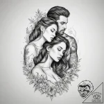 Tattoo sketch fine line of a couple in a sing… – tattoo sketch (№1757925075_0, 15.09.2025 08:31) — tattoovalue.net