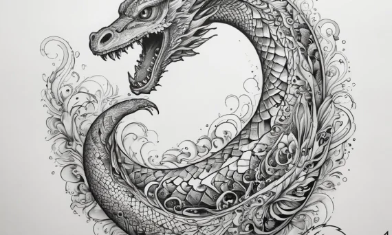 Tattoo sketch sea serpent wave, concept art f... - tattoo sketch (№1757926997_0, 15.09.2025 09:03) — tattoovalue.net