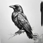 Tattoo sketch crow, concept art for tattoo, b… – tattoo sketch (№1757927195_0, 15.09.2025 09:06) — tattoovalue.net