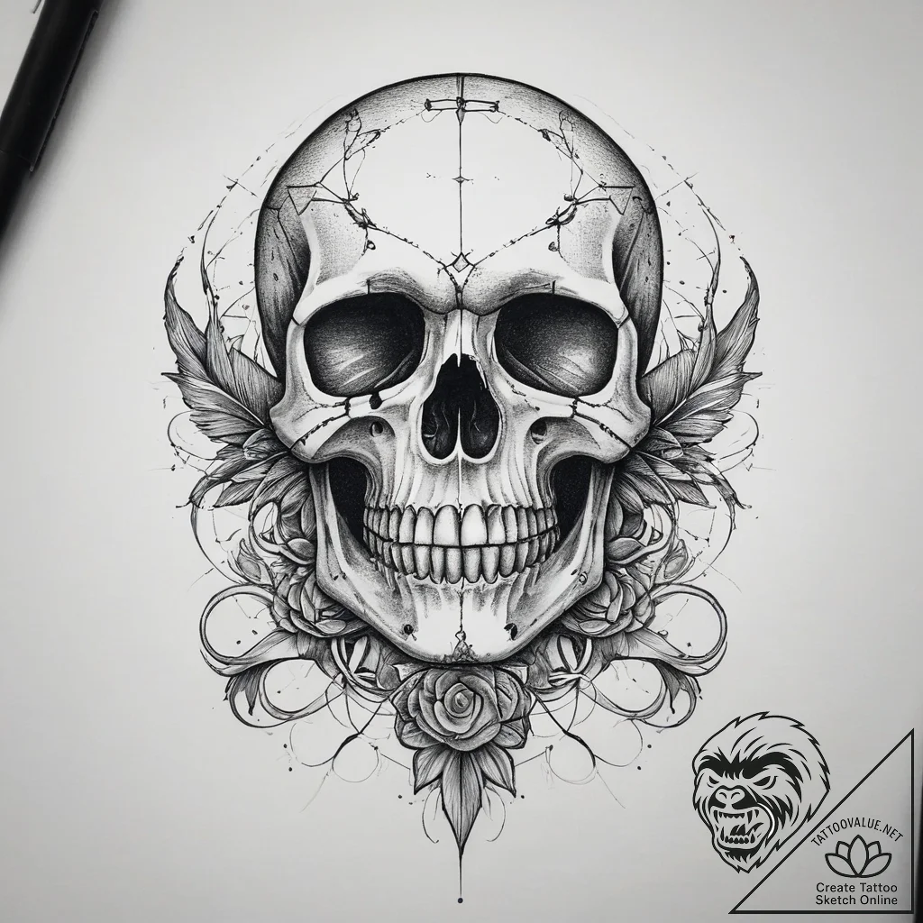 Tattoo sketch череп с костями, tattoo drawing... - tattoo sketch (№1757927393_0, 15.09.2025 09:09) — tattoovalue.net