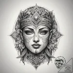 Tattoo sketch sacred character, artistic tatt… – tattoo sketch (№1757927598_0, 15.09.2025 09:13) — tattoovalue.net