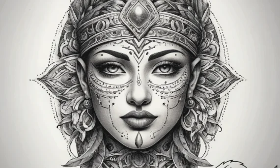 Tattoo sketch sacred character, artistic tatt... - tattoo sketch (№1757927598_0, 15.09.2025 09:13) — tattoovalue.net