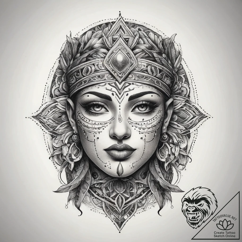 Tattoo sketch sacred character, artistic tatt... - tattoo sketch (№1757927598_0, 15.09.2025 09:13) — tattoovalue.net