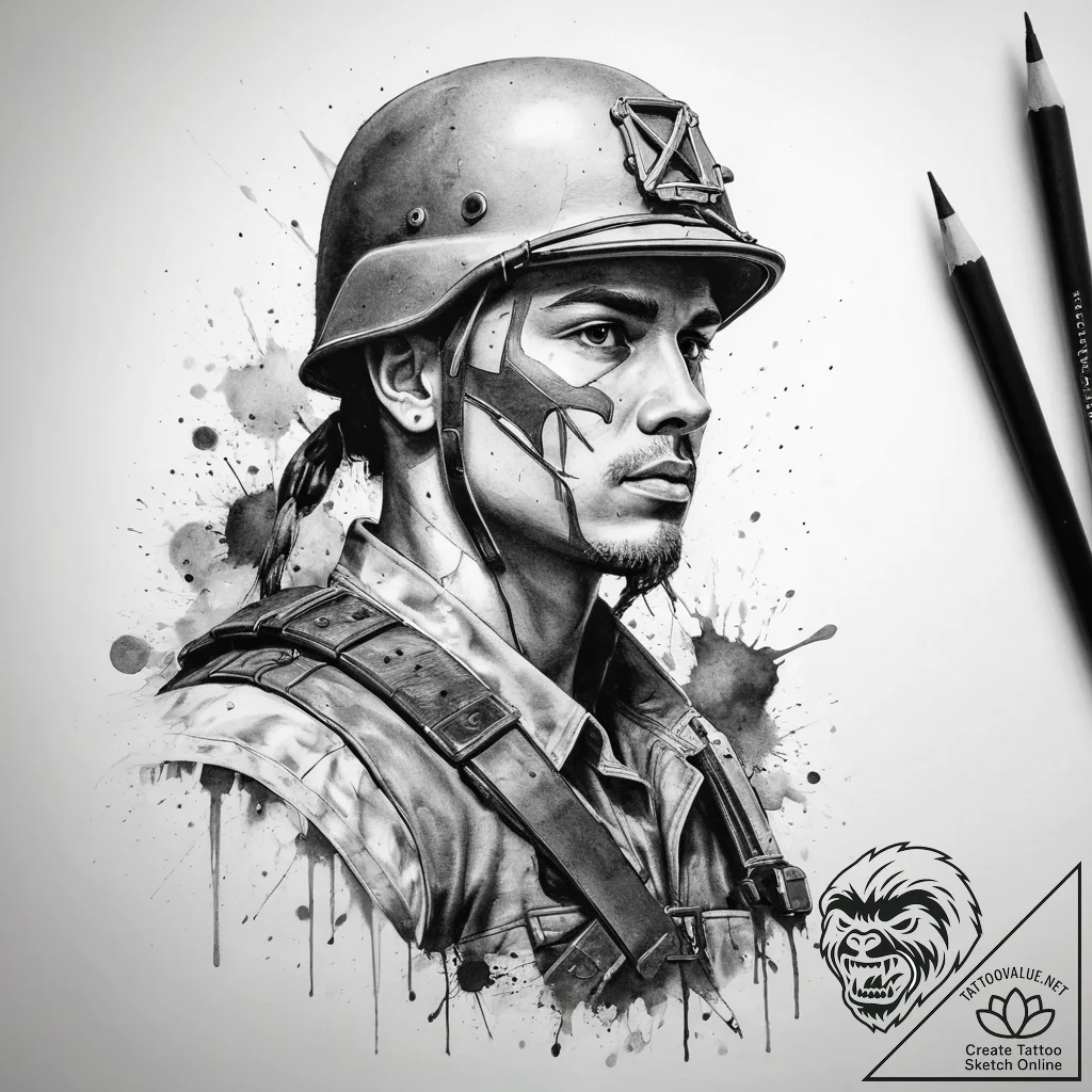 Tattoo sketch soldier with a knot, artistic t... - tattoo sketch (№1757927791_0, 15.09.2025 09:16) — tattoovalue.net