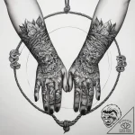 Tattoo sketch hands with a rope, concept art… – tattoo sketch (№1757928178_0, 15.09.2025 09:22) — tattoovalue.net
