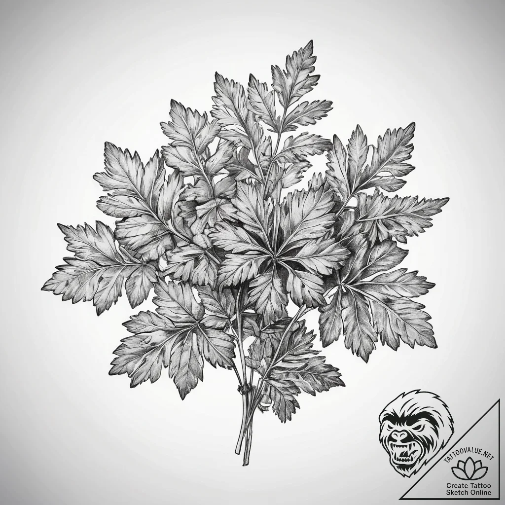 Tattoo sketch parsley - tattoo sketch (№1757928376_0, 15.09.2025 09:26) — tattoovalue.net
