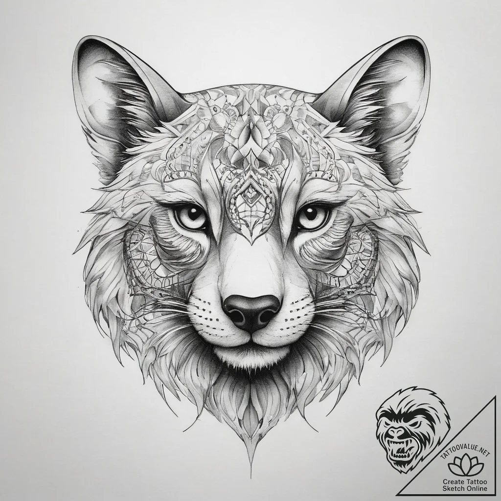 Tattoo sketch cute animal face - tattoo sketch (№1757929554_0, 15.09.2025 09:45) — tattoovalue.net