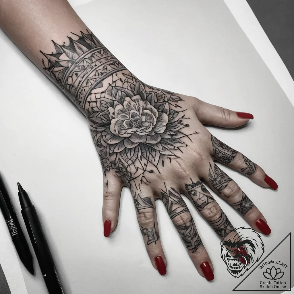 Tattoo sketch hands with a number, artistic t... - tattoo sketch (№1757930331_0, 15.09.2025 09:58) — tattoovalue.net