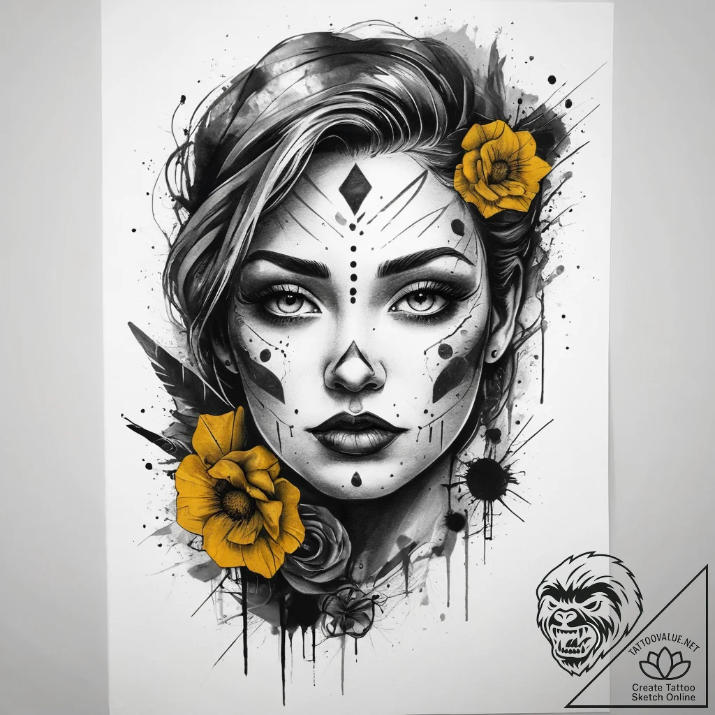 Tattoo sketch yellow, artistic tattoo sketch,... - tattoo sketch (№1757930527_0, 15.09.2025 10:02) — tattoovalue.net