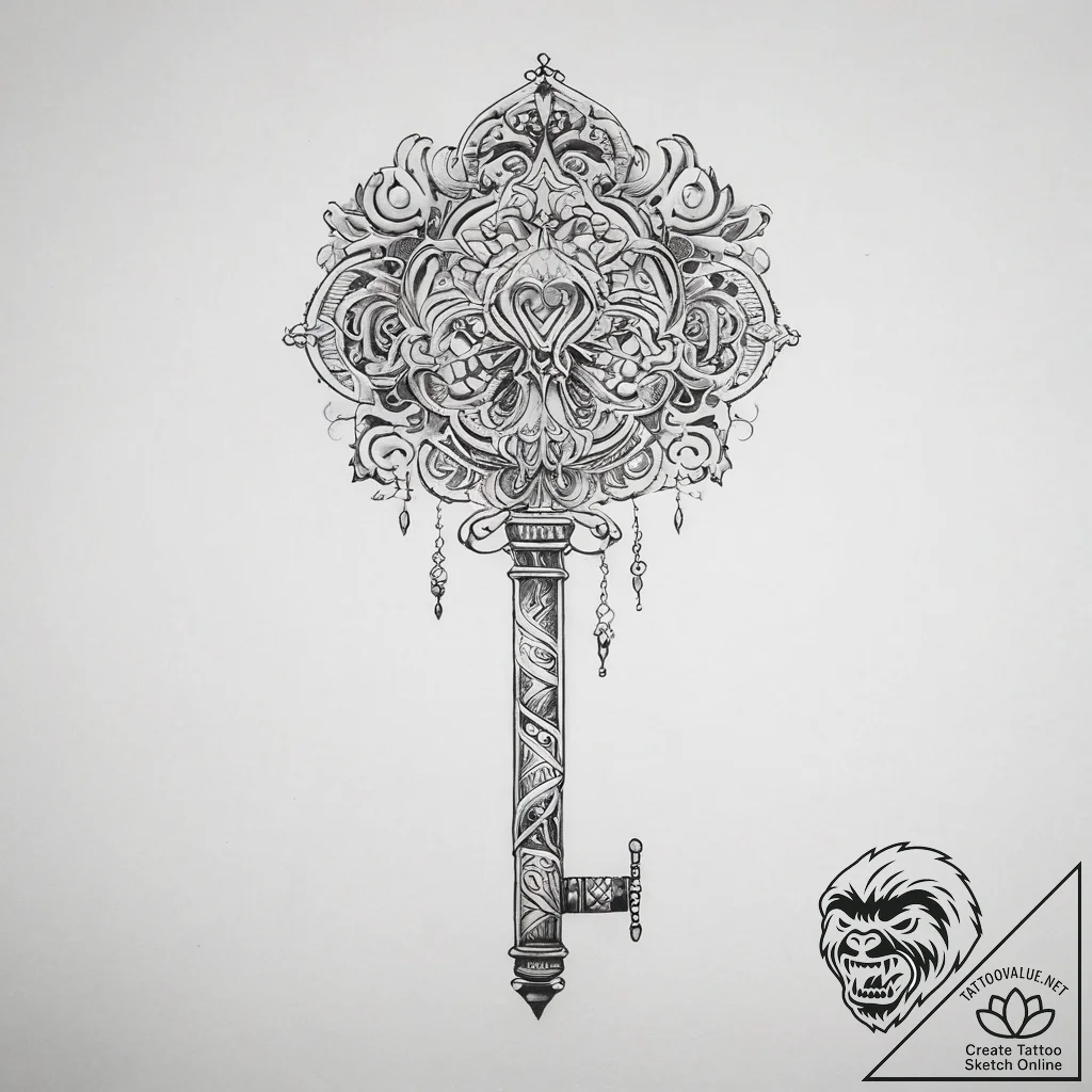 Tattoo sketch узор в виде ключа - tattoo sketch (№1757930913_0, 15.09.2025 10:08) — tattoovalue.net